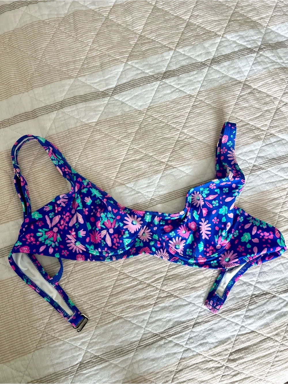 Floral Blue Underwire Bikini top- Women Swim